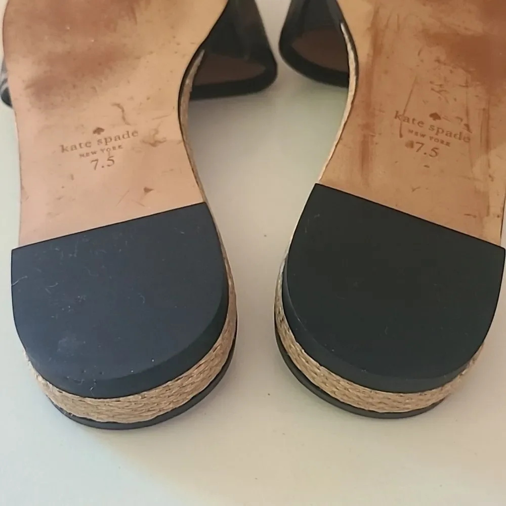 Kate Spade New York Palm Cove Black Leather Slide Sandals Size 7.5B